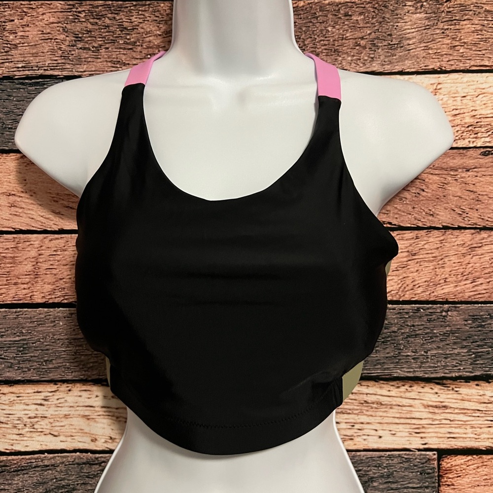 Prana Black and Pink Bikini Top Baja Bound